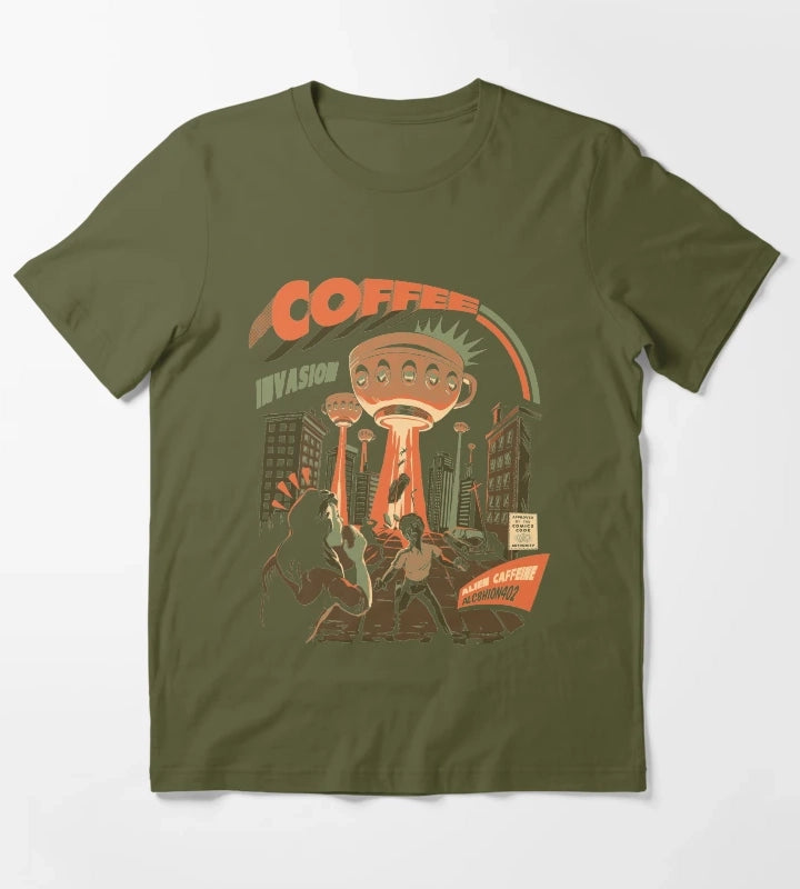 Coffee Invasion T-Shirt Olive Green