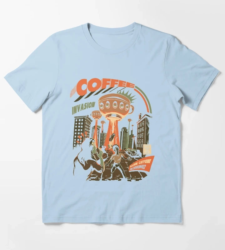 Coffee Invasion T-Shirt Sky Blue