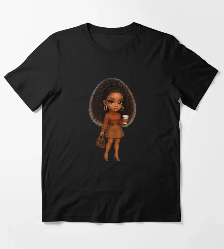 Coffee Lover Chibi Girl Autumn Style T-Shirt