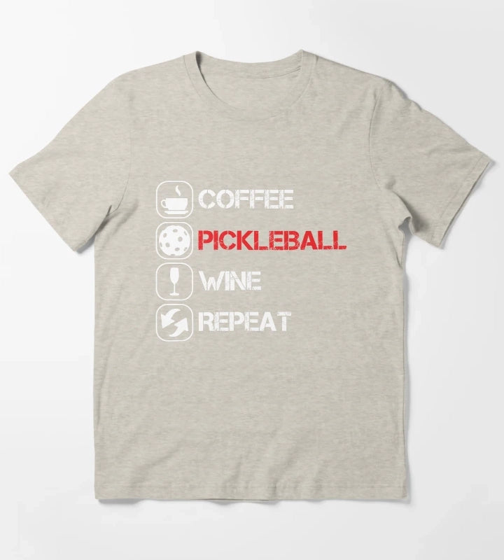 Coffee Pickleball Wine Repeat T-Shirt Cream