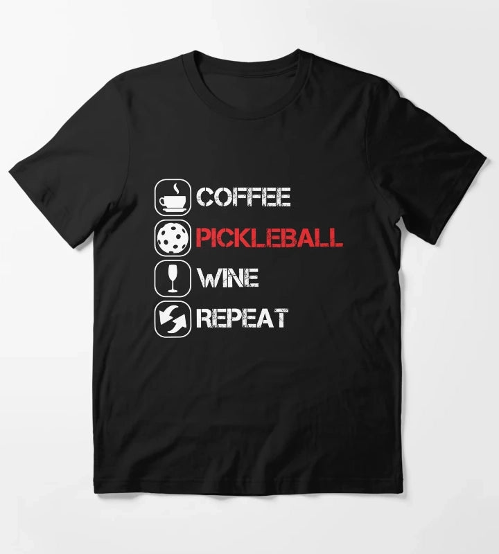 Coffee Pickleball Wine Repeat T-Shirt