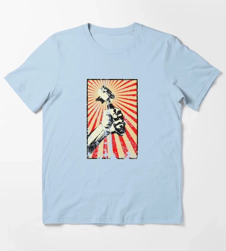 Coffee Revolution Distressed T-Shirt Sky Blue