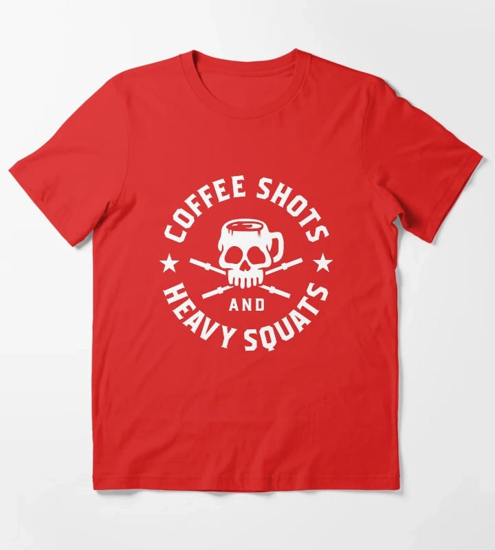 Coffee Shots And Heavy Squats T-Shirt Red