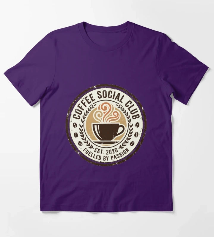 Coffee Social Club Vintage Coffee Design Fueled by Passion Retro Coffee Lover Gift T-Shirt Purple