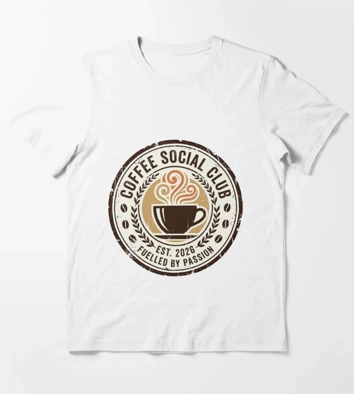 Coffee Social Club Vintage Coffee Design Fueled by Passion Retro Coffee Lover Gift T-Shirt White