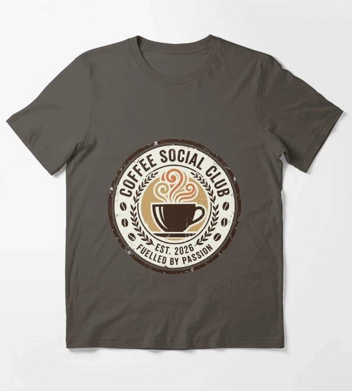 Coffee Social Club Vintage Coffee Design Fueled by Passion Retro Coffee Lover Gift T-Shirt Dark Grey
