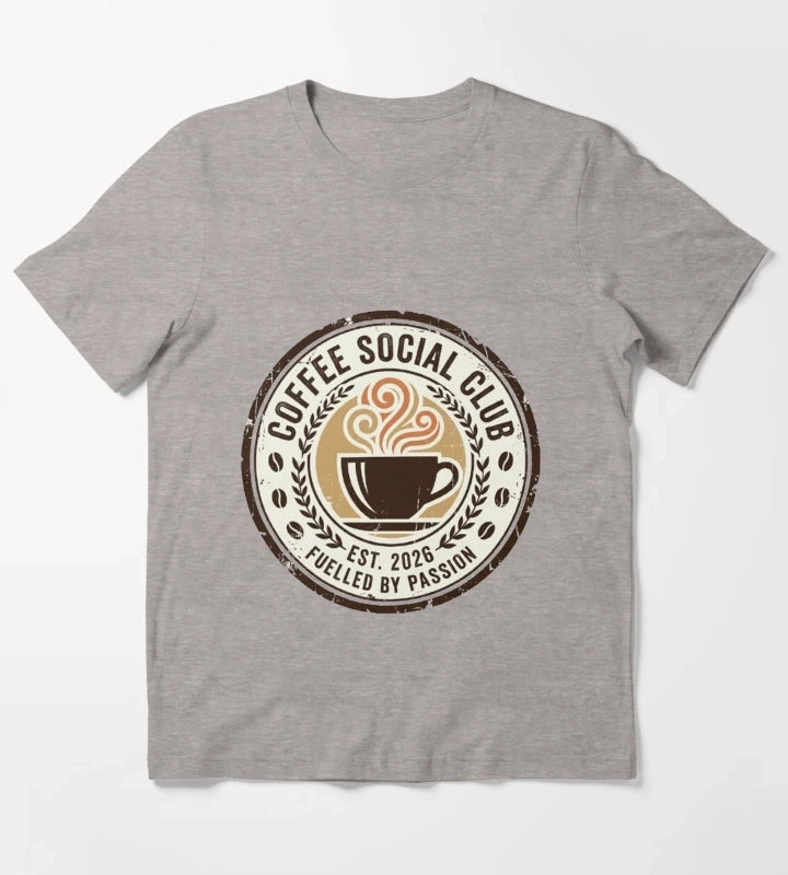 Coffee Social Club Vintage Coffee Design Fueled by Passion Retro Coffee Lover Gift T-Shirt Heather Grey