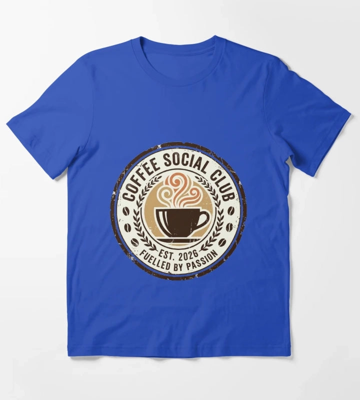 Coffee Social Club Vintage Coffee Design Fueled by Passion Retro Coffee Lover Gift T-Shirt Blue
