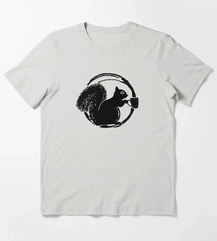 Coffee Squirrel T-Shirt Light Grey