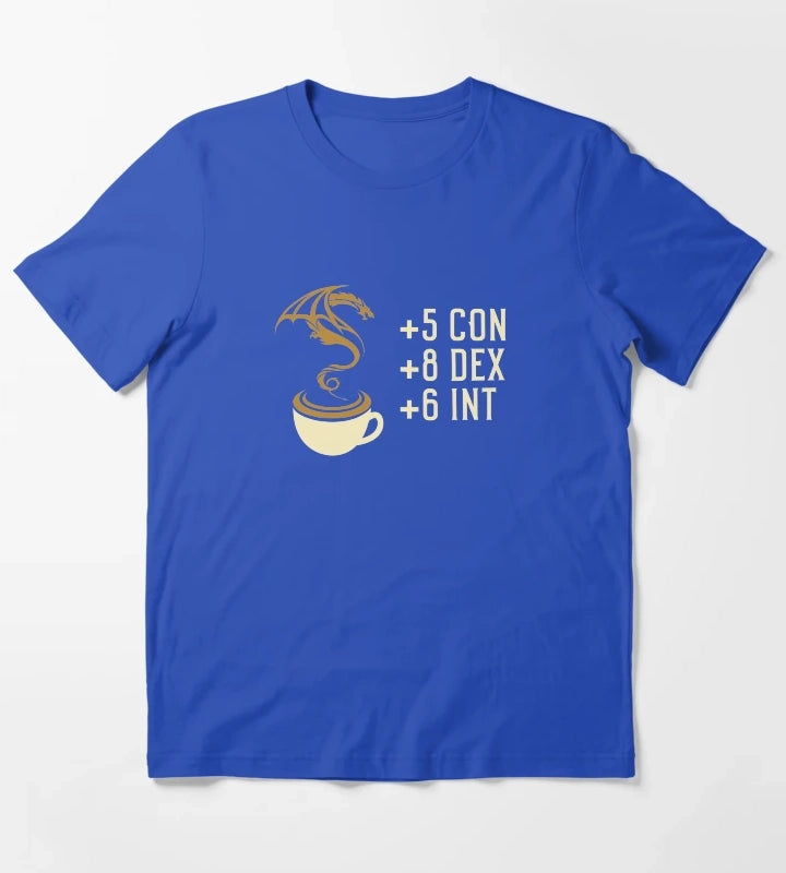 Coffee Stats for Roleplaying and Larping Tabletop RPG T-Shirt Blue