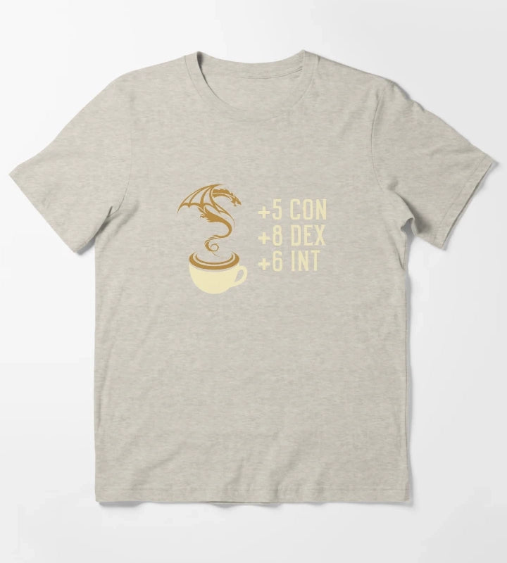 Coffee Stats for Roleplaying and Larping Tabletop RPG T-Shirt Cream