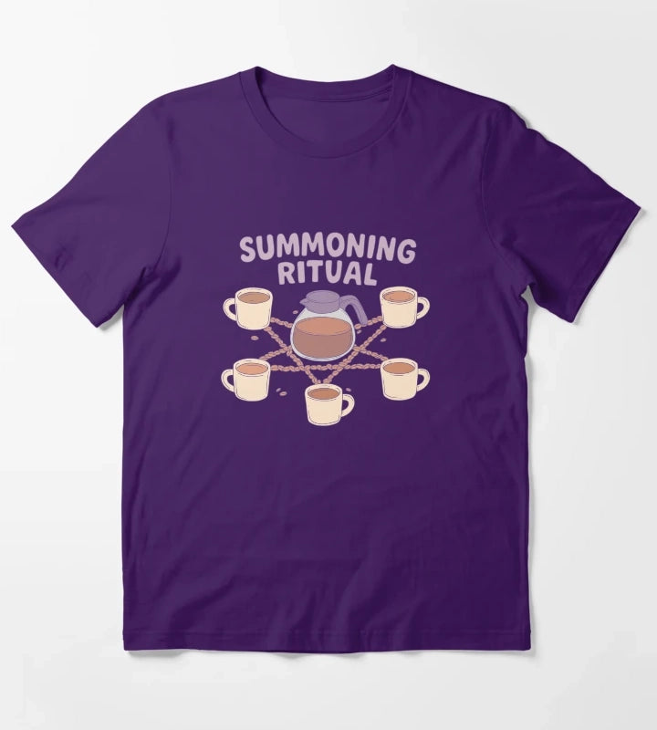 Coffee Summoning Ritual Witchy Caffeine Chaos T-Shirt Purple