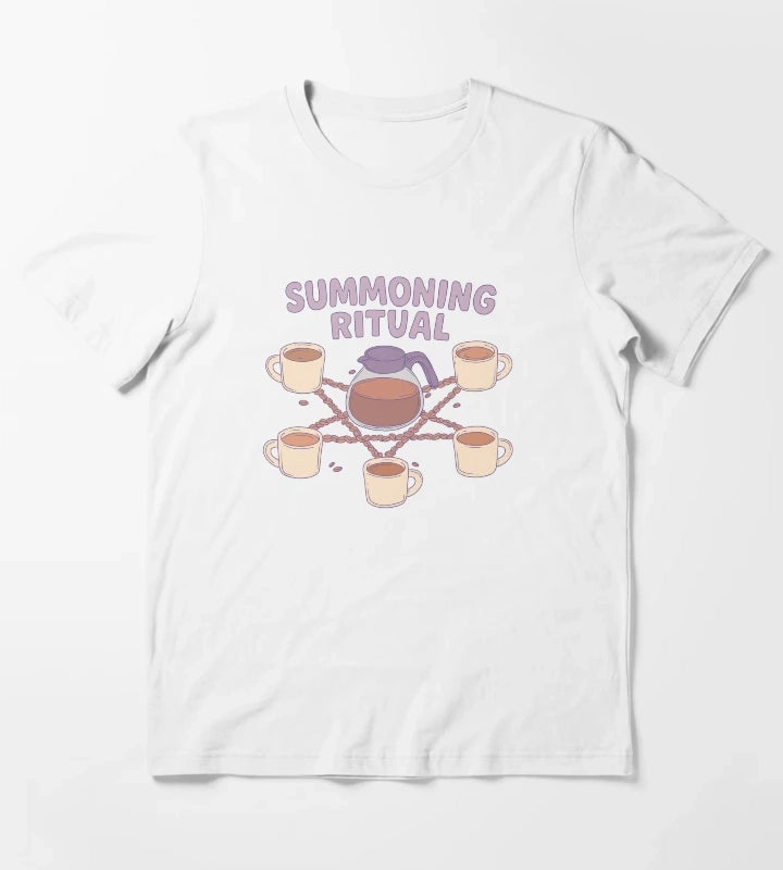 Coffee Summoning Ritual Witchy Caffeine Chaos T-Shirt White