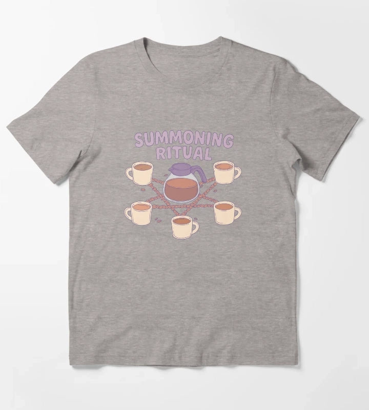 Coffee Summoning Ritual Witchy Caffeine Chaos T-Shirt Heather Grey
