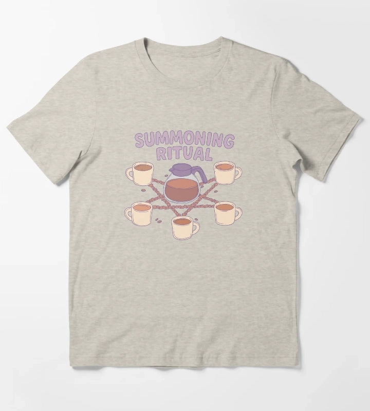 Coffee Summoning Ritual Witchy Caffeine Chaos T-Shirt Cream