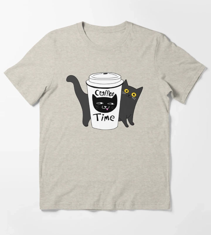 Coffee Time Cat T-Shirt Cream