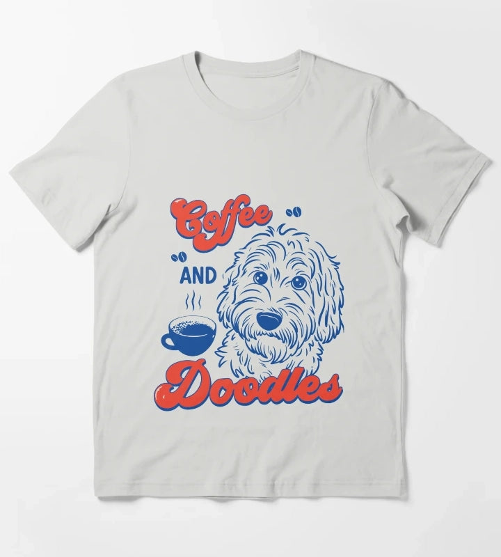 Coffee and Doodles Funny Dog Lover Coffee Club Cute Doodle Gift T-Shirt Light Grey