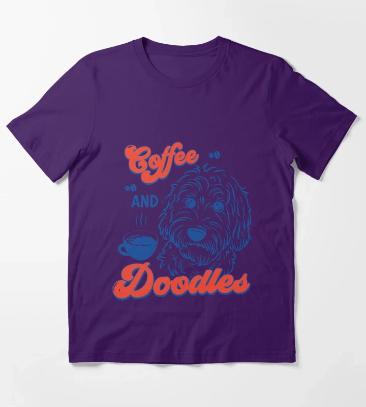 Coffee and Doodles Funny Dog Lover Coffee Club Cute Doodle Gift T-Shirt Purple