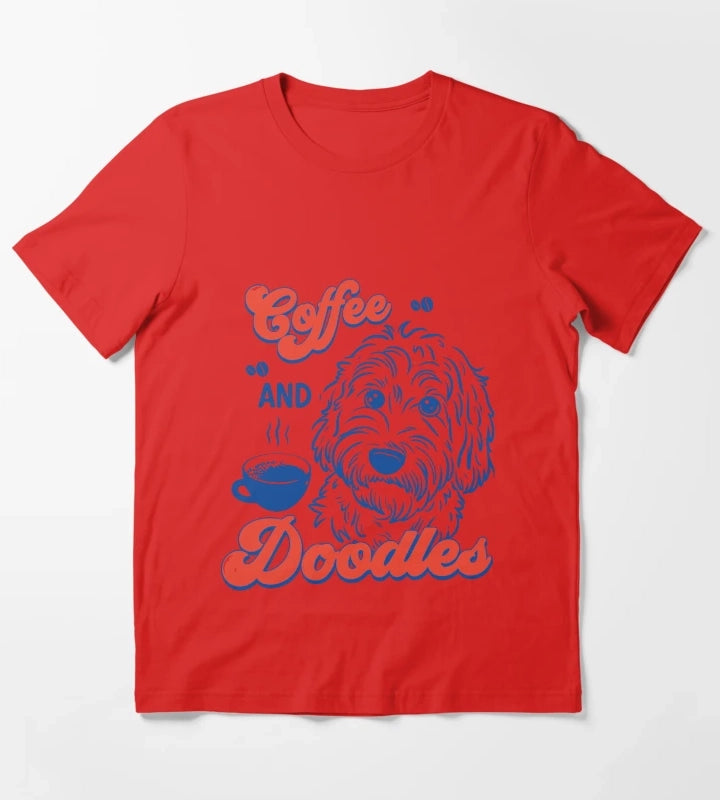 Coffee and Doodles Funny Dog Lover Coffee Club Cute Doodle Gift T-Shirt Red