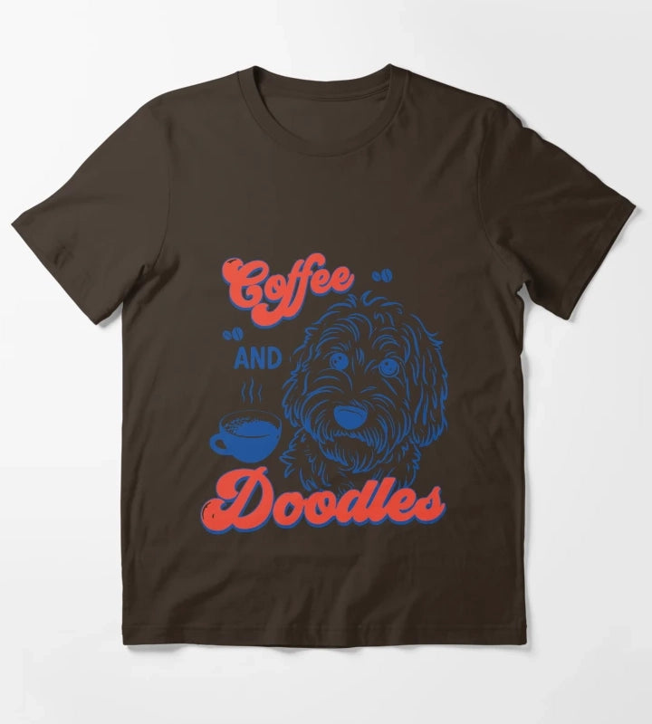 Coffee and Doodles Funny Dog Lover Coffee Club Cute Doodle Gift T-Shirt Brown