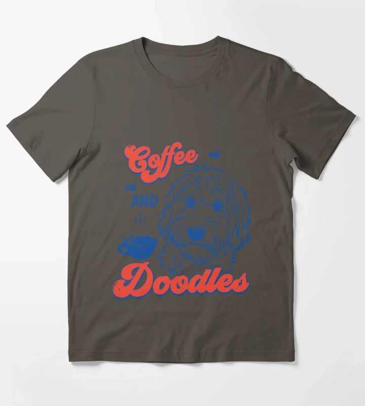 Coffee and Doodles Funny Dog Lover Coffee Club Cute Doodle Gift T-Shirt Dark Grey