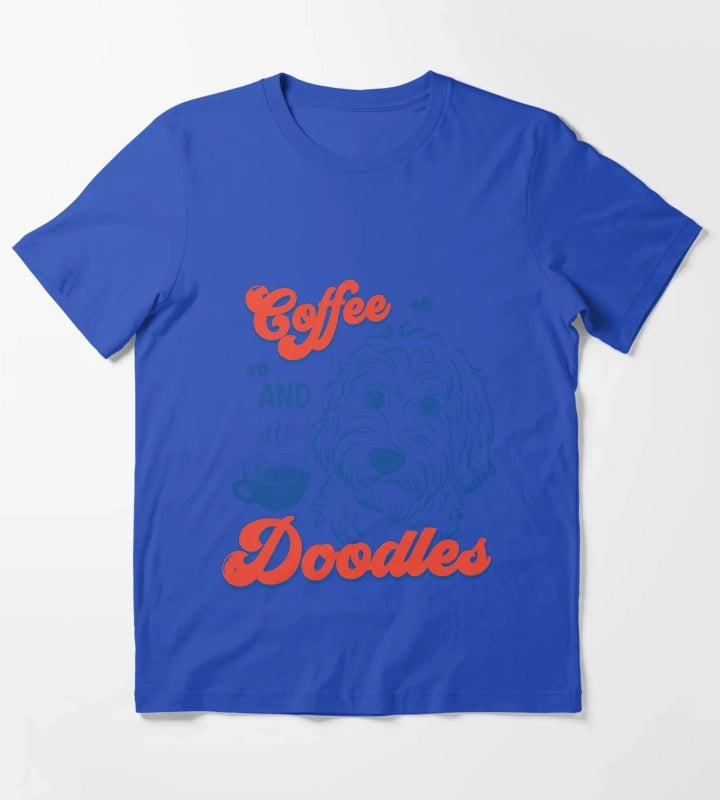 Coffee and Doodles Funny Dog Lover Coffee Club Cute Doodle Gift T-Shirt Blue