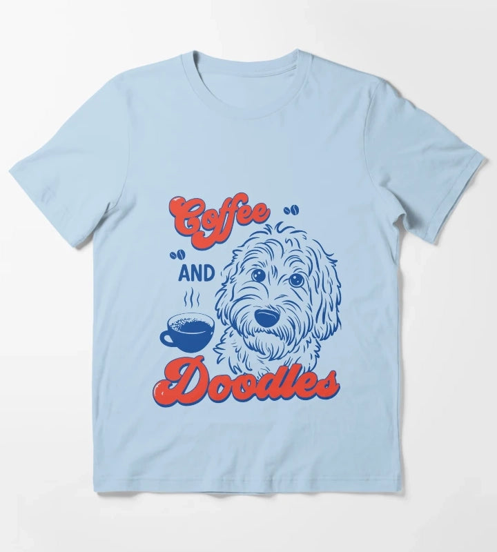 Coffee and Doodles Funny Dog Lover Coffee Club Cute Doodle Gift T-Shirt Sky Blue