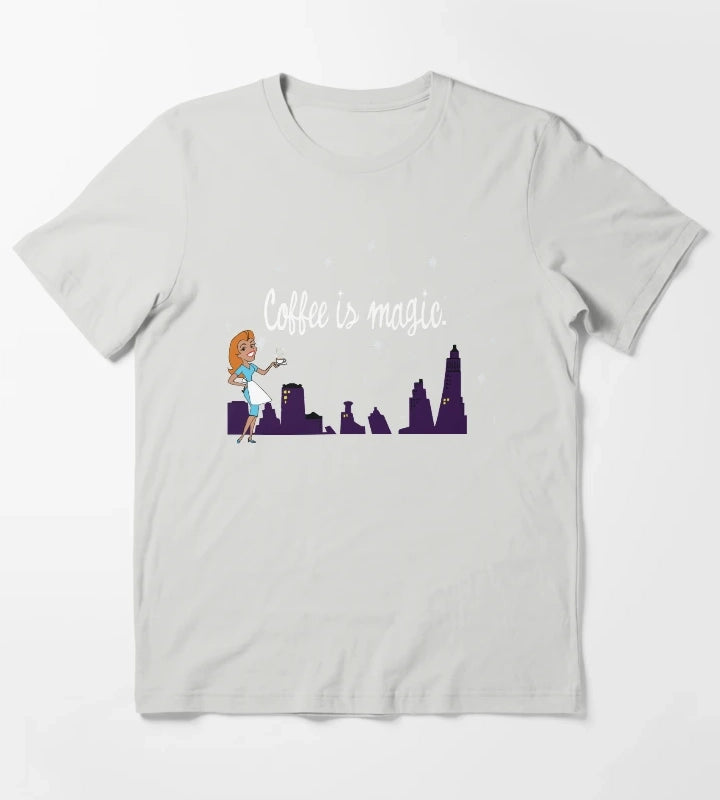 Coffee is Magic Bewitched TV T-Shirt Light Grey