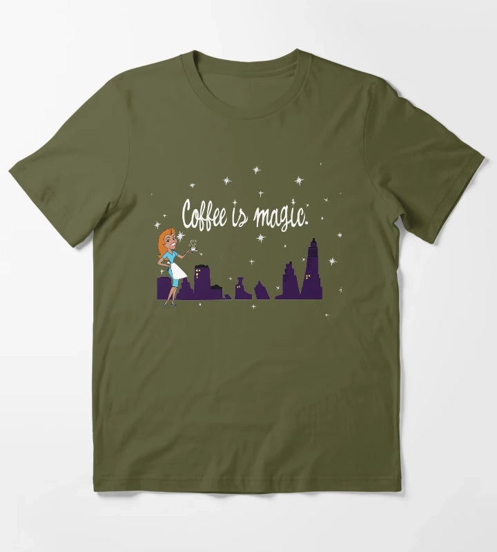 Coffee is Magic Bewitched TV T-Shirt Olive Green
