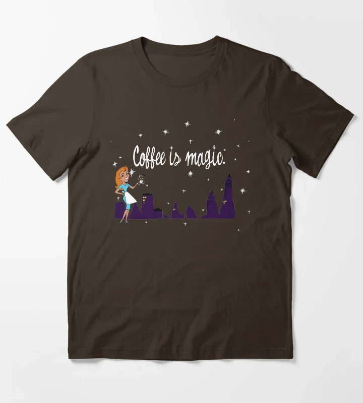 Coffee is Magic Bewitched TV T-Shirt Brown
