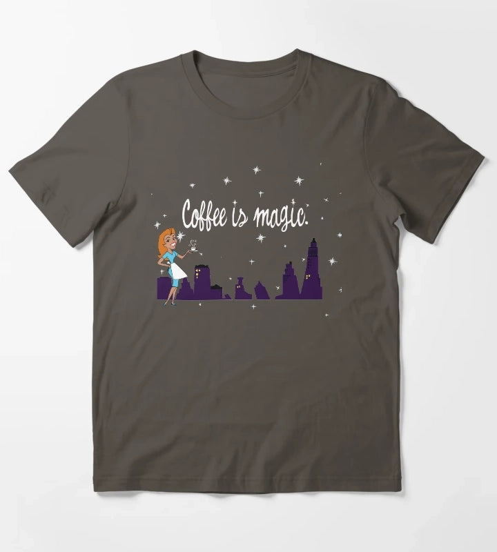 Coffee is Magic Bewitched TV T-Shirt Dark Grey