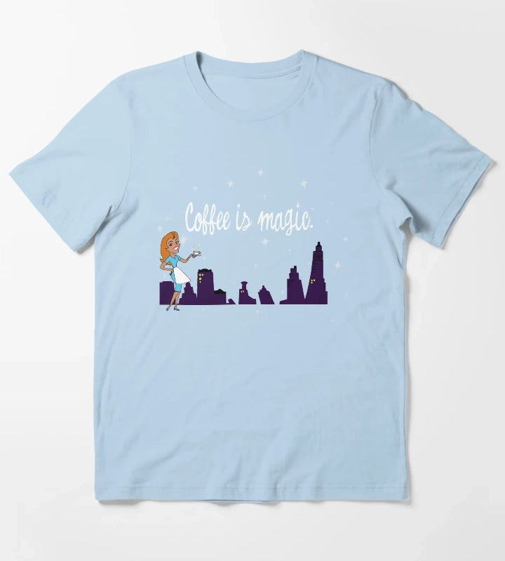 Coffee is Magic Bewitched TV T-Shirt Sky Blue