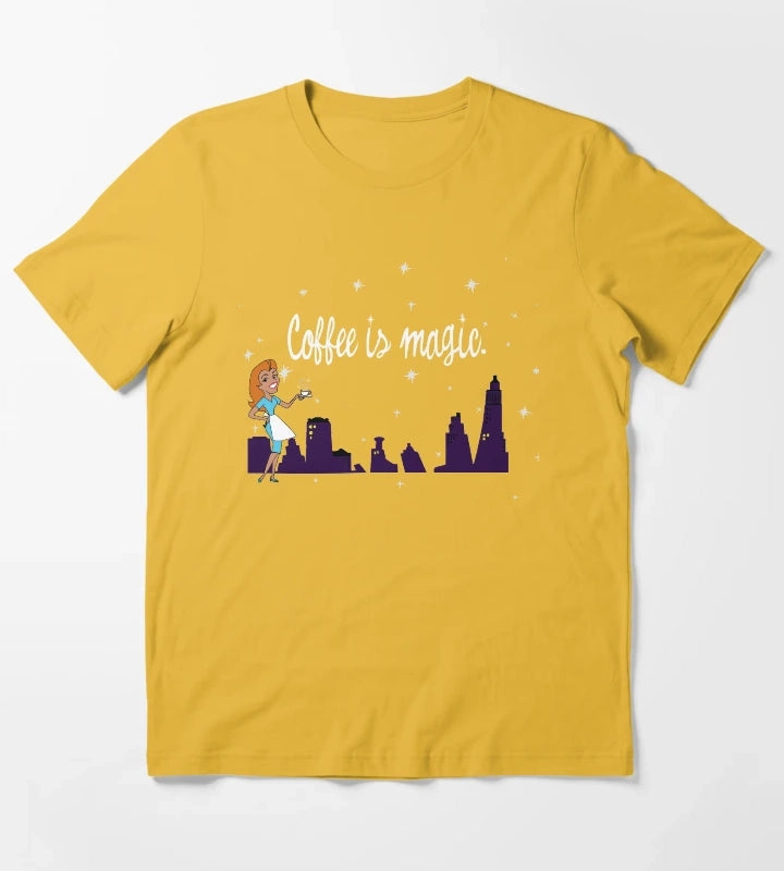 Coffee is Magic Bewitched TV T-Shirt Yellow