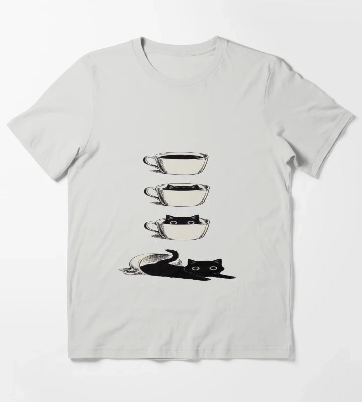 Coffee or Cats T-Shirt Light Grey