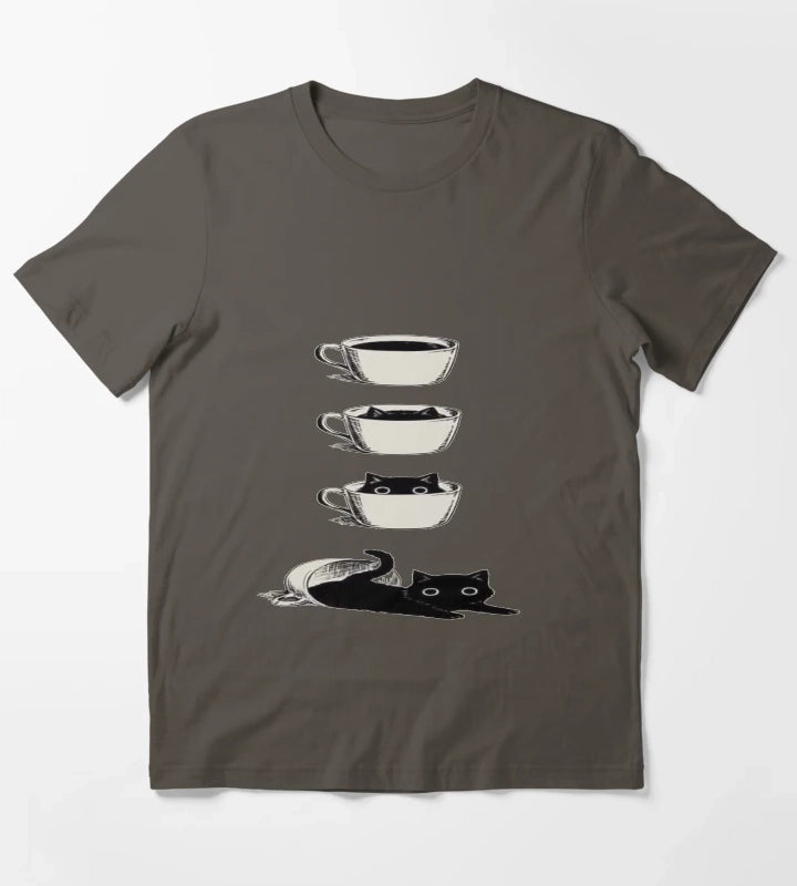 Coffee or Cats T-Shirt Dark Grey