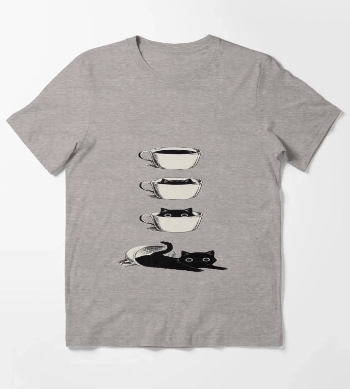 Coffee or Cats T-Shirt Heather Grey
