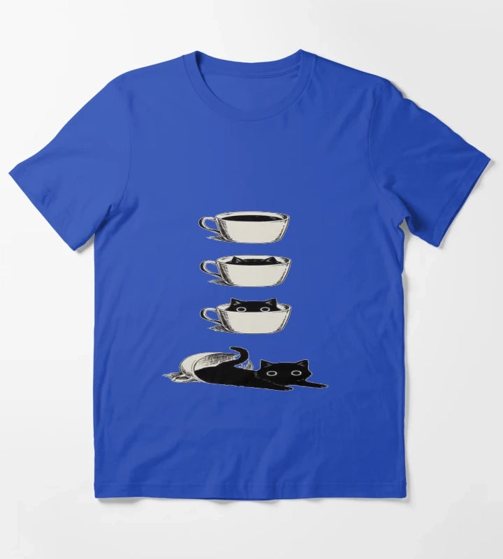 Coffee or Cats T-Shirt Blue