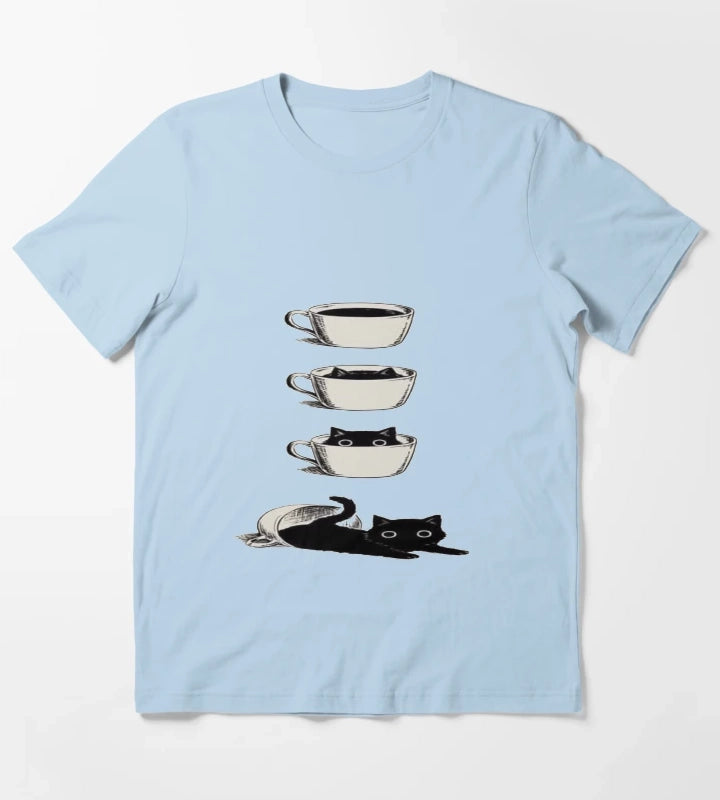 Coffee or Cats T-Shirt Sky Blue