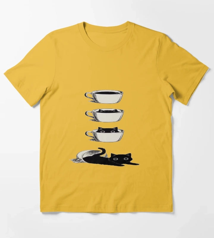 Coffee or Cats T-Shirt Yellow