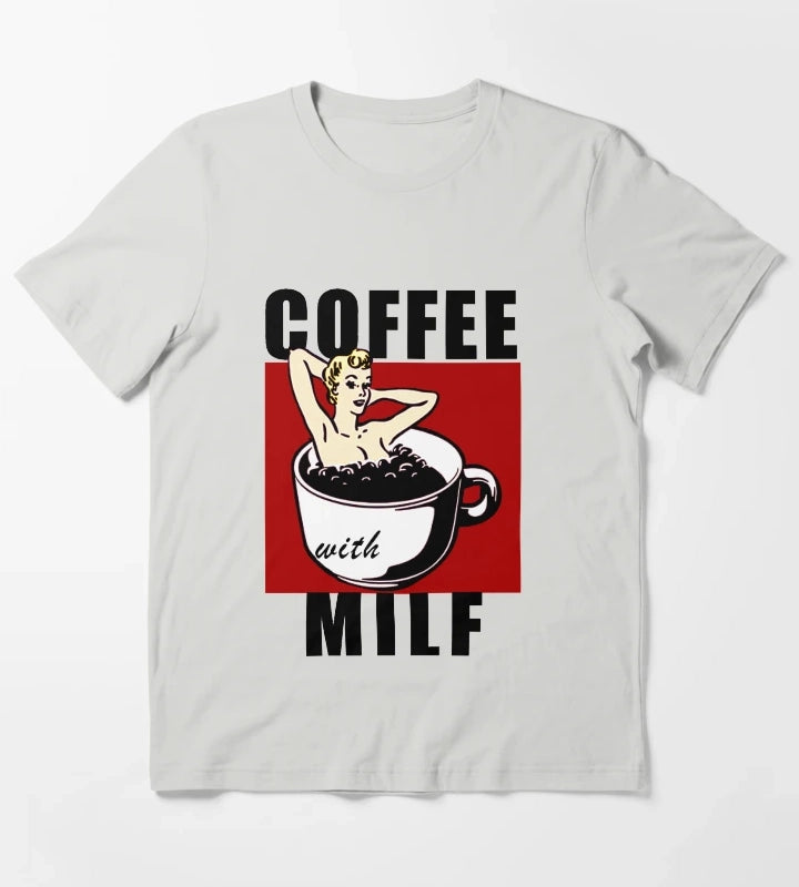 Coffee with Milf For coffee lovers Funny coffee Milf T-Shirt Light Grey