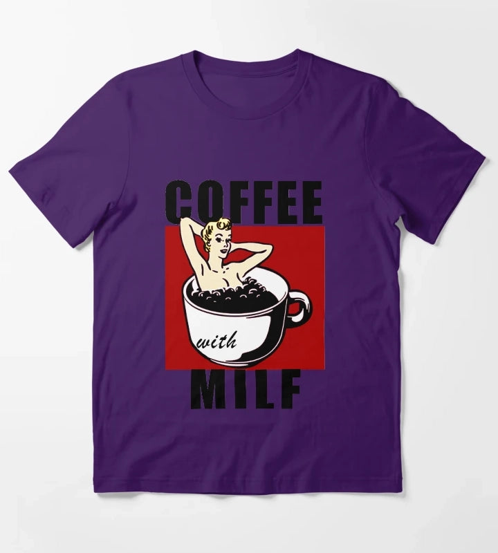 Coffee with Milf For coffee lovers Funny coffee Milf T-Shirt Purple