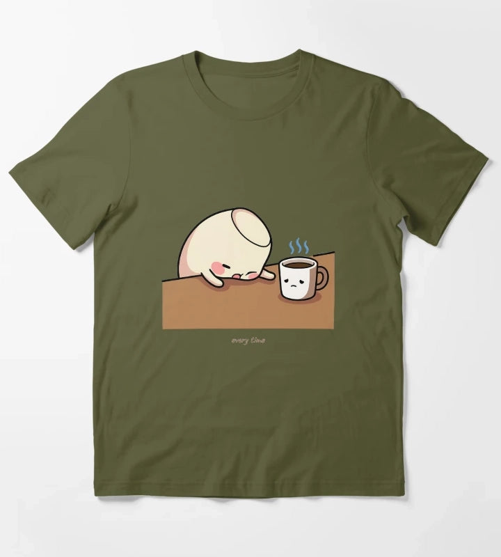 Cold Coffee Funny Coffee Humor Every Time Morning Fail T-Shirt Olive Green