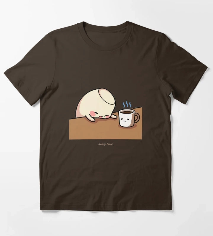 Cold Coffee Funny Coffee Humor Every Time Morning Fail T-Shirt Brown
