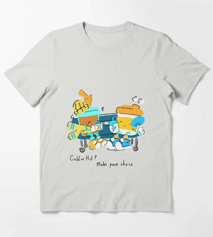 Cold or Hot Make Your Choice Coffee Doodle T-Shirt Light Grey