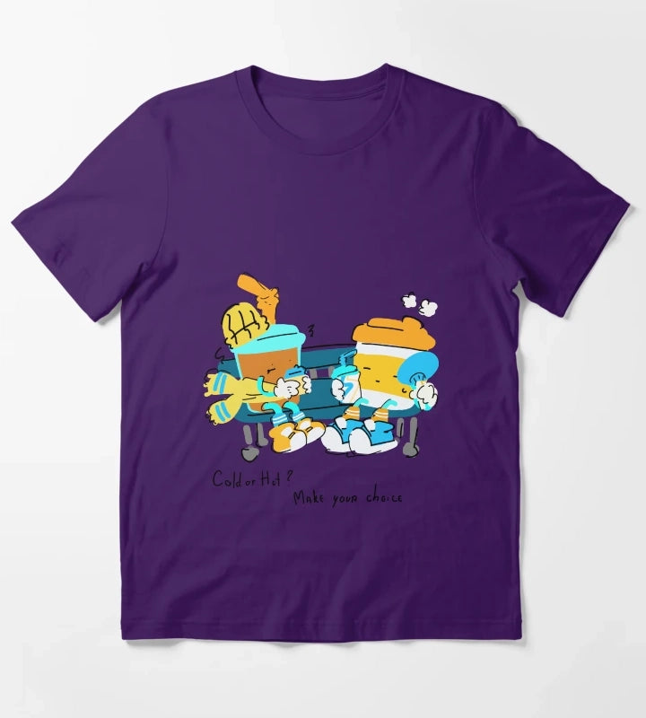 Cold or Hot Make Your Choice Coffee Doodle T-Shirt Purple