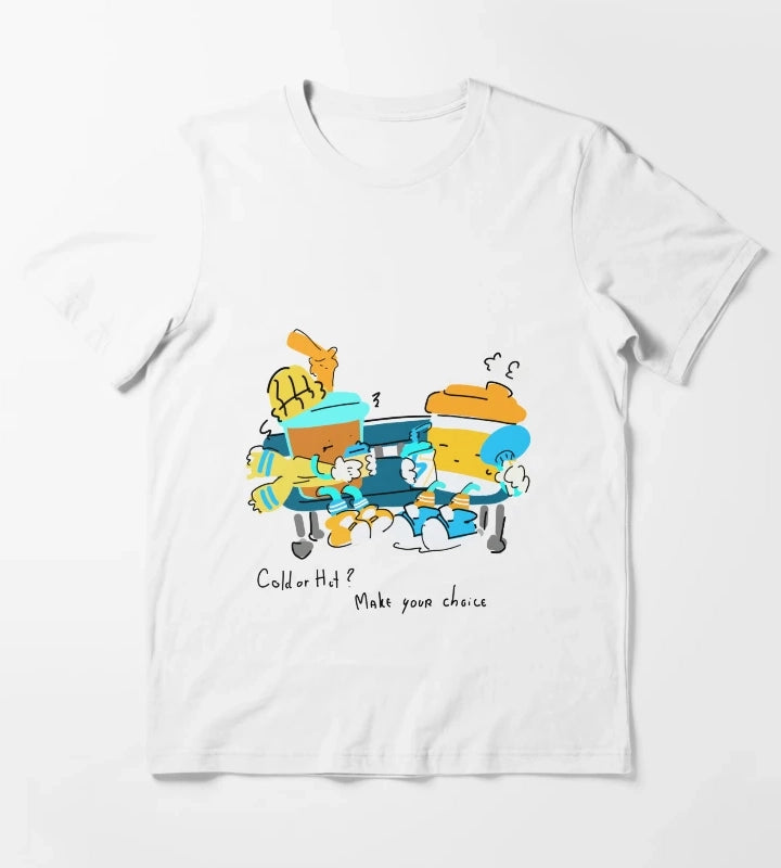 Cold or Hot Make Your Choice Coffee Doodle T-Shirt White
