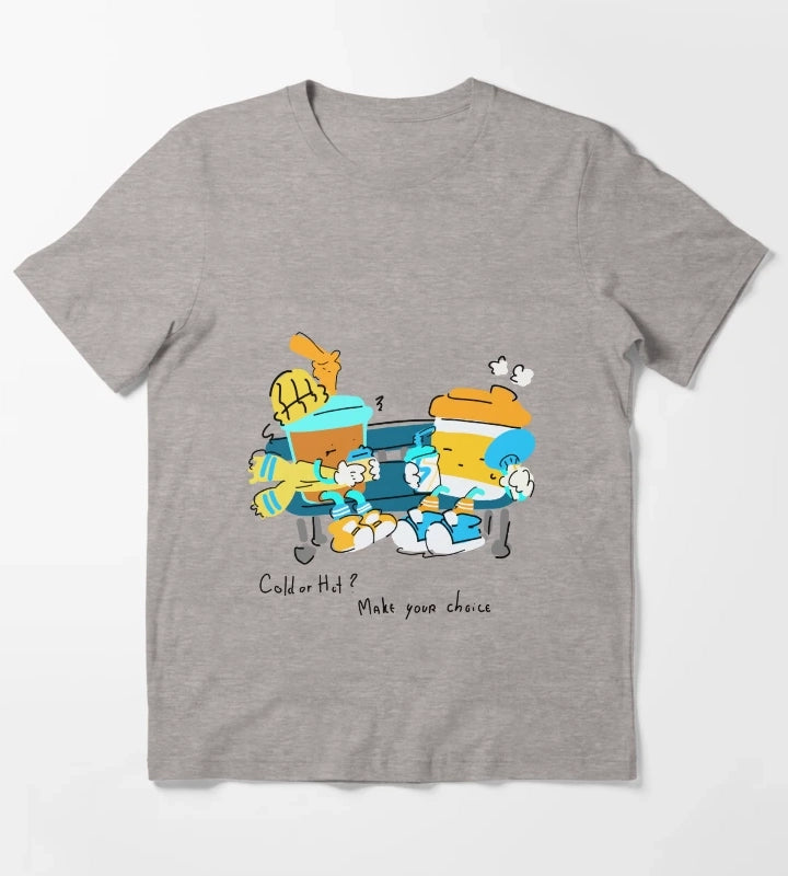 Cold or Hot Make Your Choice Coffee Doodle T-Shirt Heather Grey