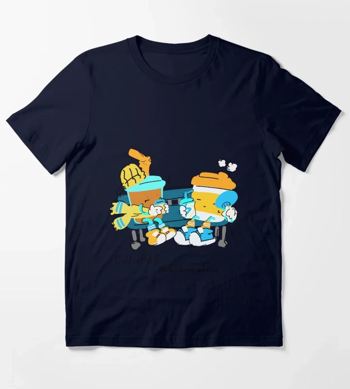 Cold or Hot Make Your Choice Coffee Doodle T-Shirt Navy