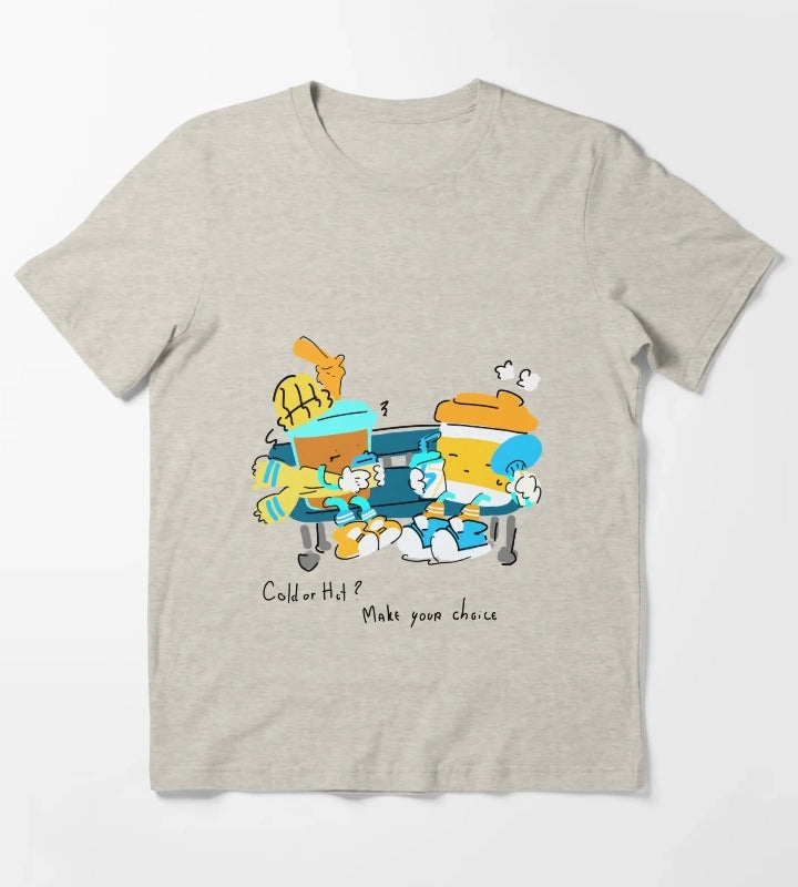 Cold or Hot Make Your Choice Coffee Doodle T-Shirt Cream