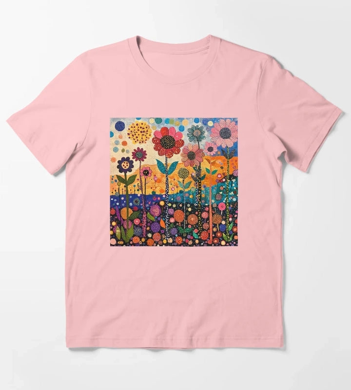 Colorful Daisy Wildflower Garden T-Shirt Dark Grey